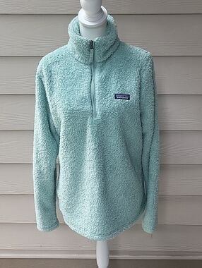 Patagonia Mint Green Teddy Fleece Quarter-Zip Pullover Women's Large